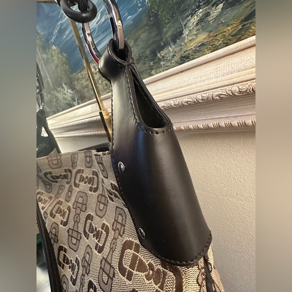 Gucci Large Horsebit Canvas and LeatherHobo Shoulder Bag EUC - Picture 5 of 10